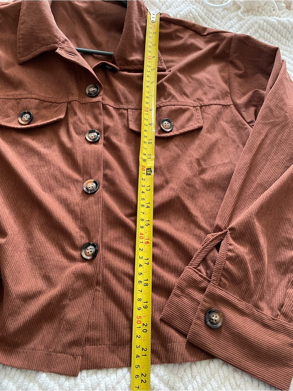 Corduroy Button-Front Jacket - Brown XL - Picture 5 of 7